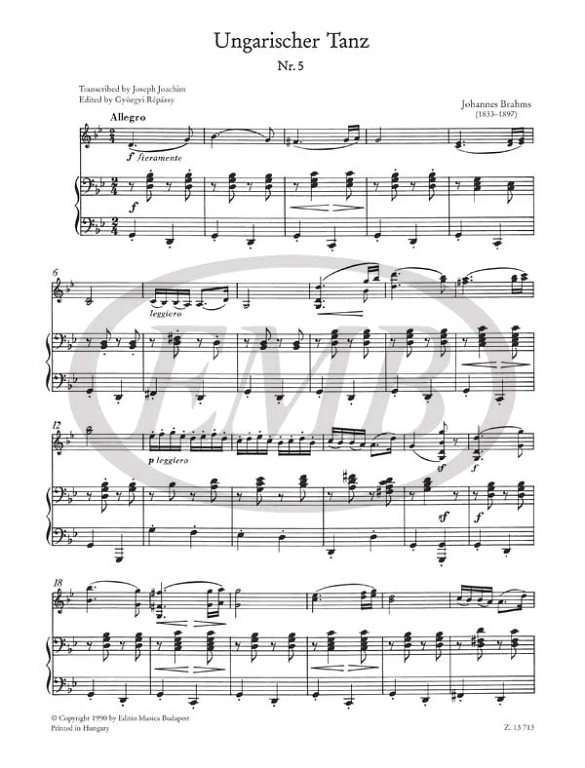 Brahms: Ungarischer Tanz No. 5 – Online sheet music shop of Editio Musica  Budapest