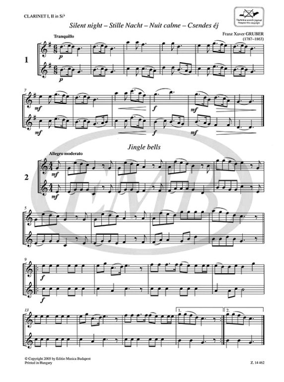 Kvartettek klarinétokra vagy más hangszerekre 2 – Az Editio Musica Budapest  zeneműkiadó online kottaboltja