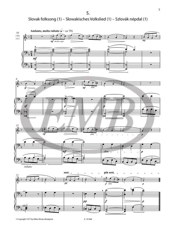 Bartók: 13 könnyű darab fuvolára és zongorára – Az Editio Musica Budapest  zeneműkiadó online kottaboltja