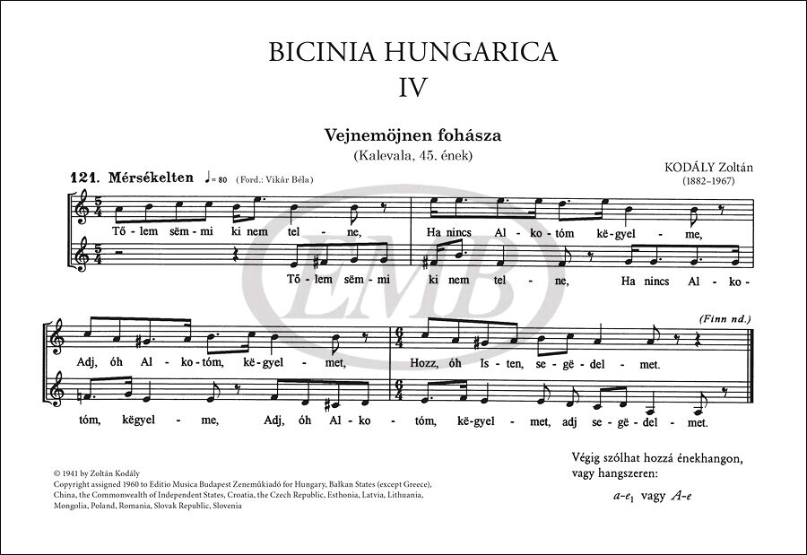 Kodály: Bicinia Hungarica 4 – Az Editio Musica Budapest zeneműkiadó online  kottaboltja