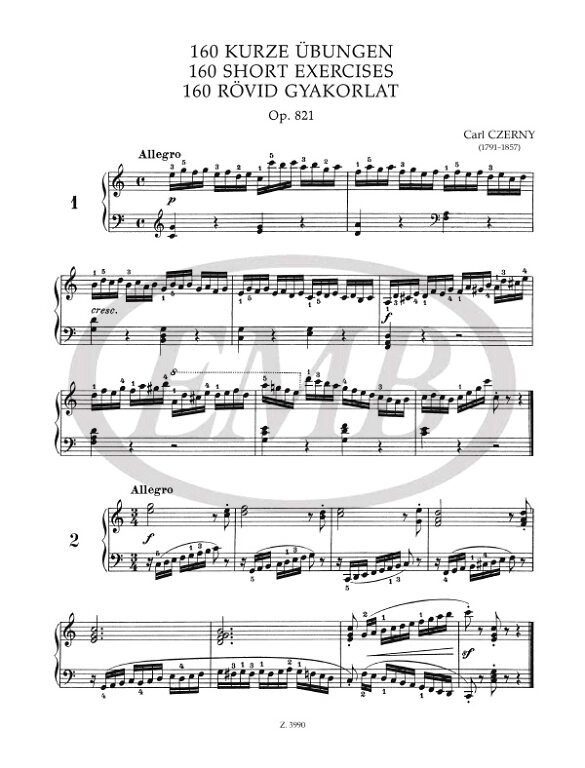 Czerny: 160 Short Exercises – Online sheet music shop of Editio Musica  Budapest