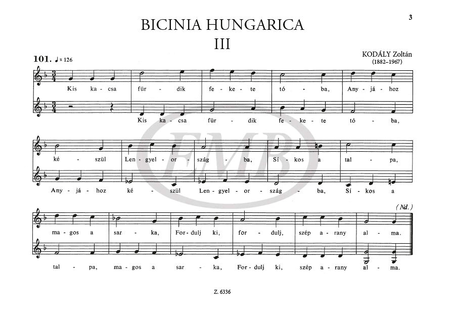 Kodály: Bicinia Hungarica 3 – Az Editio Musica Budapest zeneműkiadó online  kottaboltja