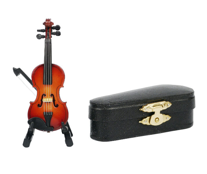 Miniatűr hegedű vonóval, állvánnyal díszdobozban – Az Editio Musica  Budapest zeneműkiadó online kottaboltja