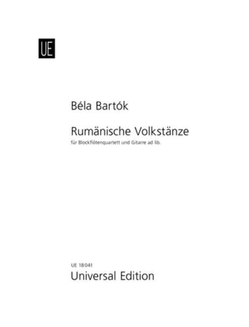 Bartók: Román népi táncok furulyakvartettre és gitárra ad. lib. -  különnyomat – Az Editio Musica Budapest zeneműkiadó online kottaboltja